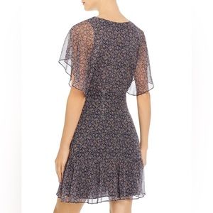 Parker Tacoma Silk Ruched Flutter Sleeve Mini Dress In Viceroy Floral, size 6